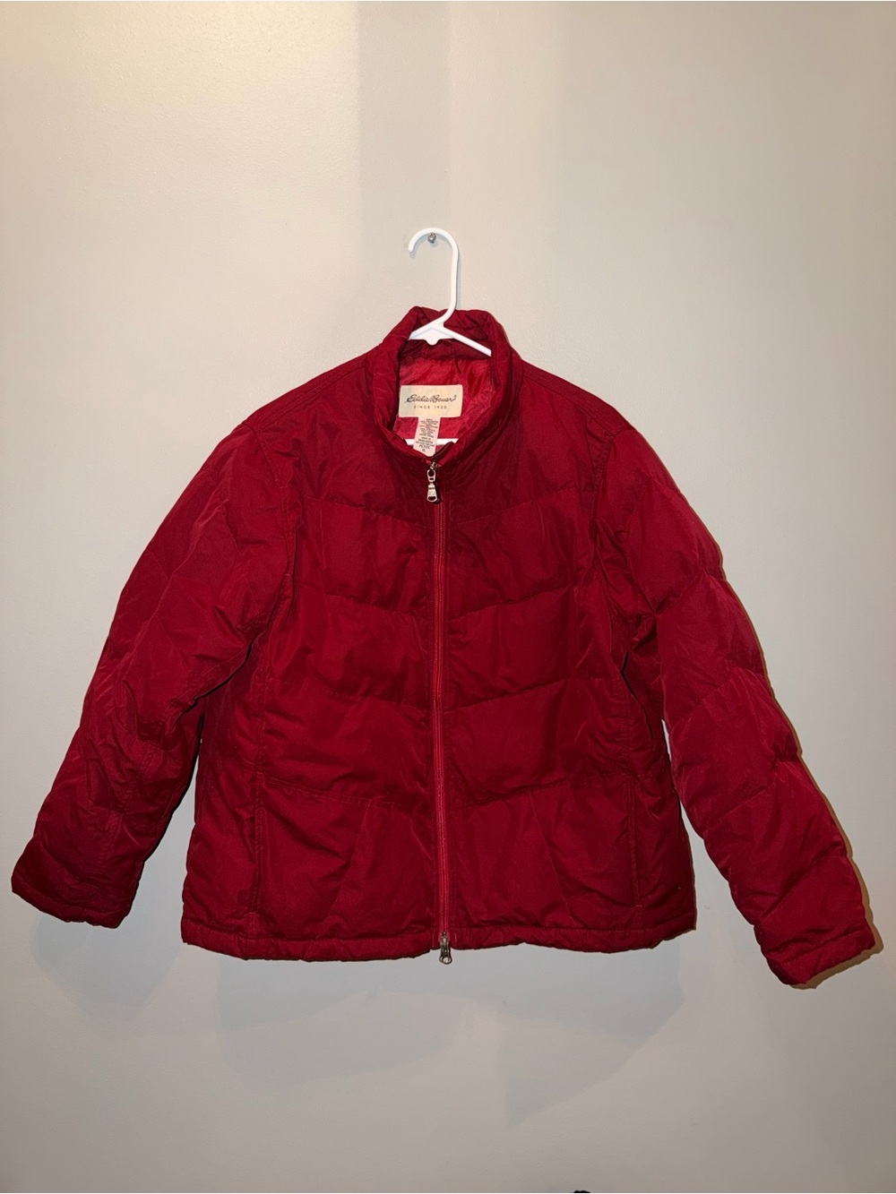 Eddie Bauer Red Quilted Puffer Jacket size PETITE XL Winter classic